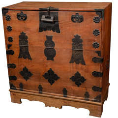 Antique Blond Elmwood Blanket Chest